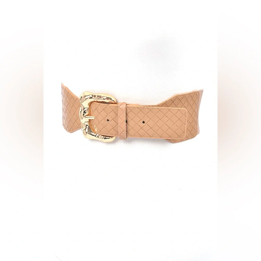 Vegan Leather Wide Elastic Statement Belt